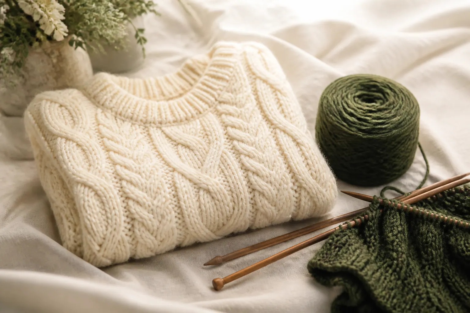 Knitwear and yarn in the atelier