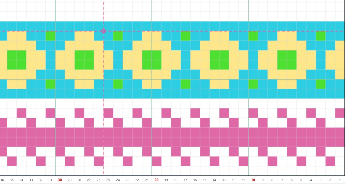 Colouring pattern repeats and colourwork in KnitLab